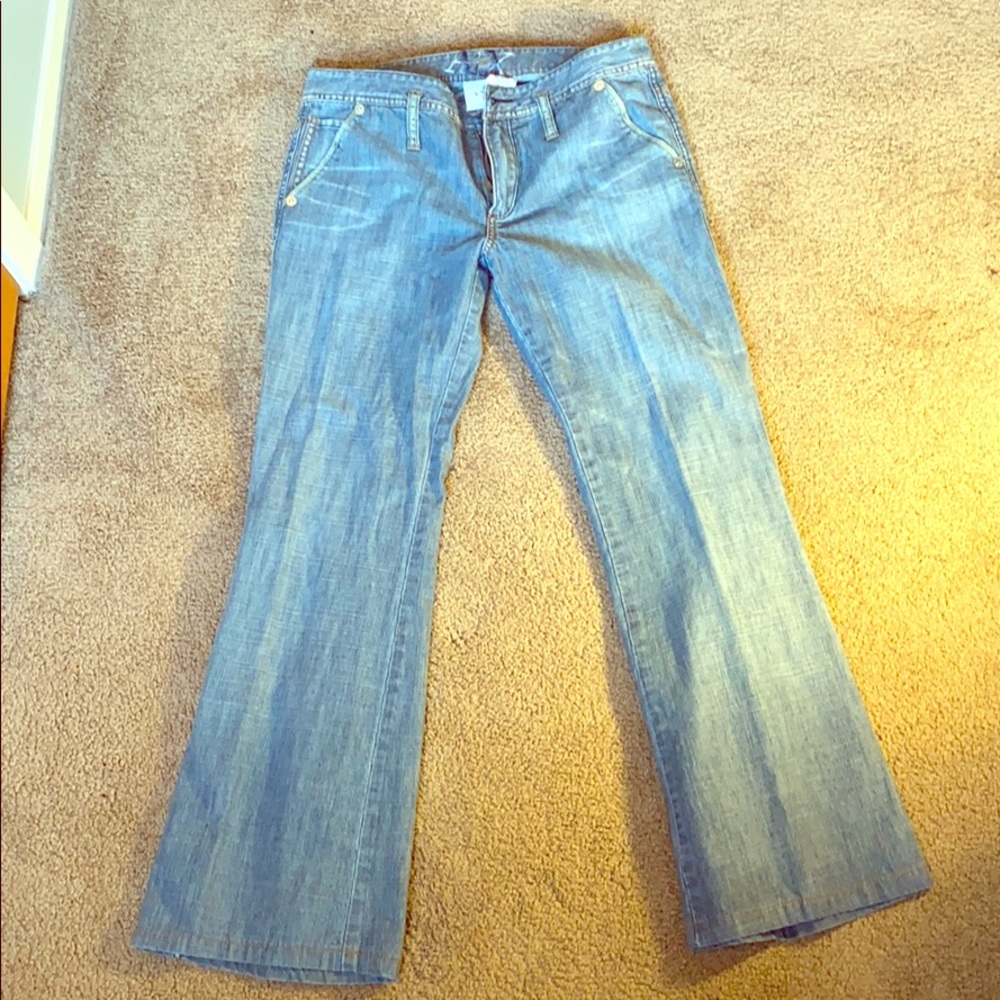 Armani Exchange light wash wide leg jeans